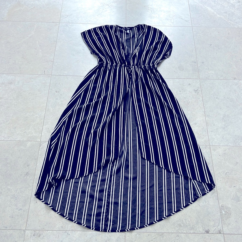 Olivia Pratt Black White Stripe Cover Up